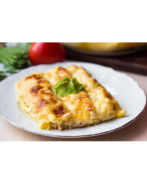 CANELONES DE GAMBAS Y MERLUZA
