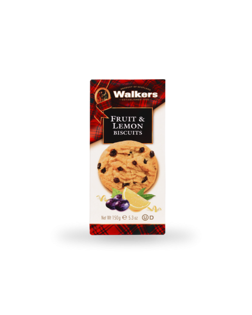 WALKERS FRUIT & LEMON BISCUITS 150G