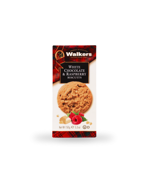 WALKERS WHITE CHOCO & RASPBERRY 150G