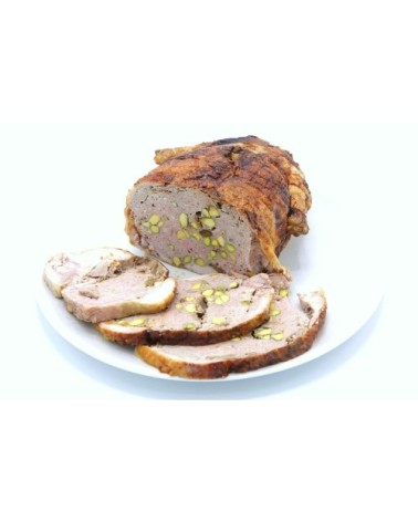 POLLO RELLENO DE MANZANA CARAMELIZADA, FOIE Y PISTACHOS ASADO