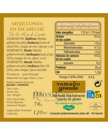 RAMÓN FRANCO MEJILLONES EN ESCABECHE 7/10 PIEZAS